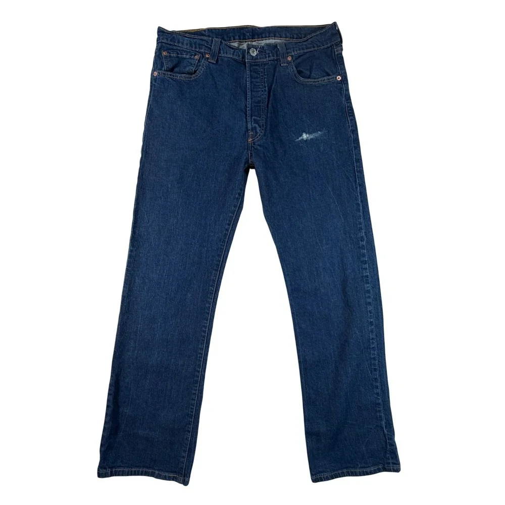 Levis‎ 501 Original Fit Mens 34x30 Dark Wash Blue Straight Leg Button Fly Jeans